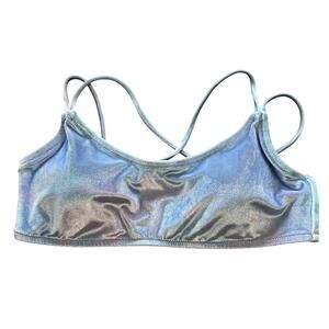 VS PINK Light Blue Velvet Velour Strappy Back Swimsuit Bikini Top Large